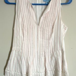 Sleeveless pink stripe flared top